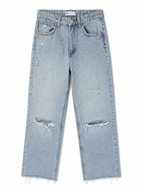 Zara Pants - Zara High-Waisted Wide Leg Distressed Jeans (Size US 4)